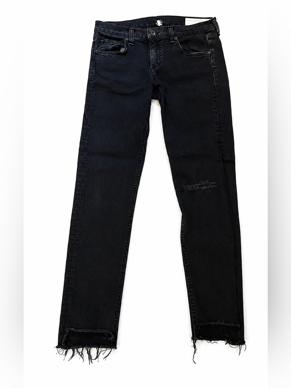 rag & bone Women’s Black Skinny Jeans with Frayed Hem. The Dre model.